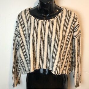 Storia Black and White Striped Crop Top long sleeved small